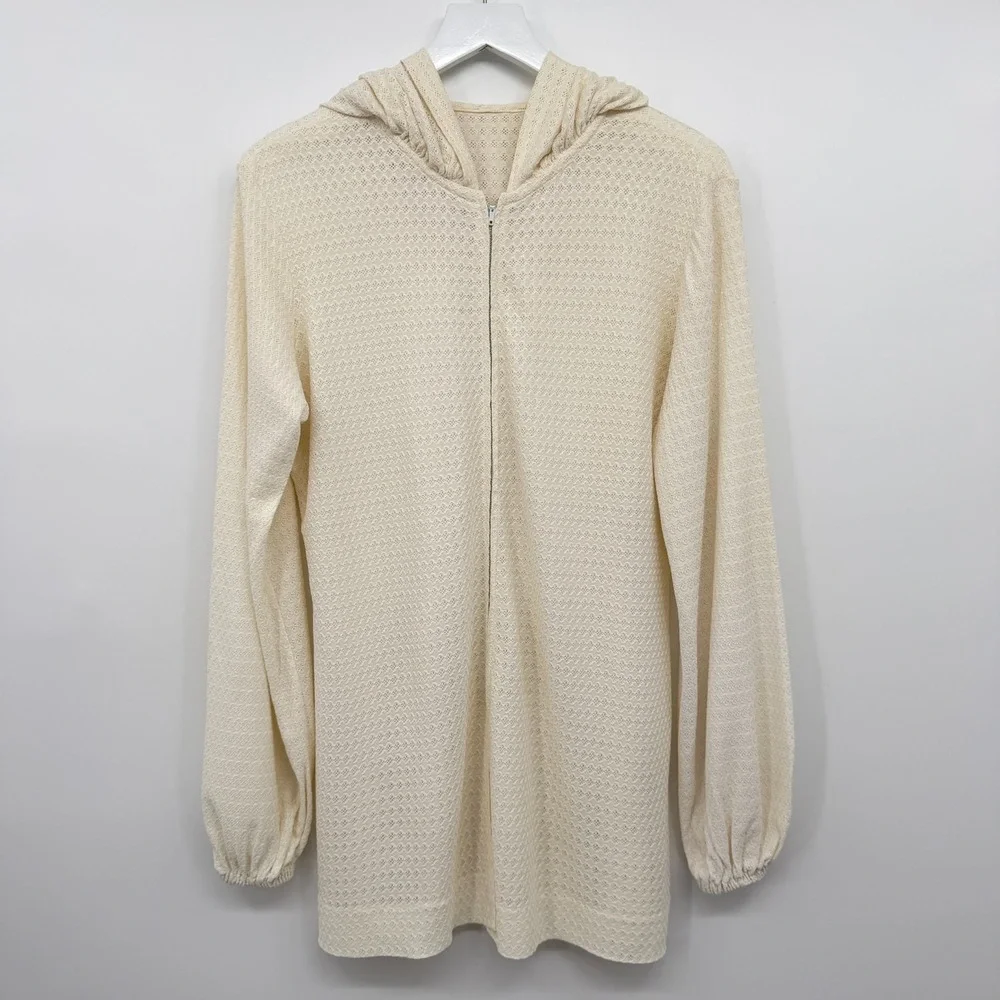 Vintage 60s Dotti Original Cover Up Top Large Hooded Tabit Zipper Coastal Beachy